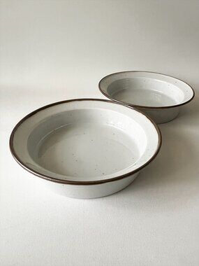 2 Vtg Dansk Brown Mist Pasta Salad Plates / Bowls Niels Refsgaard Denmark 8 3/8"